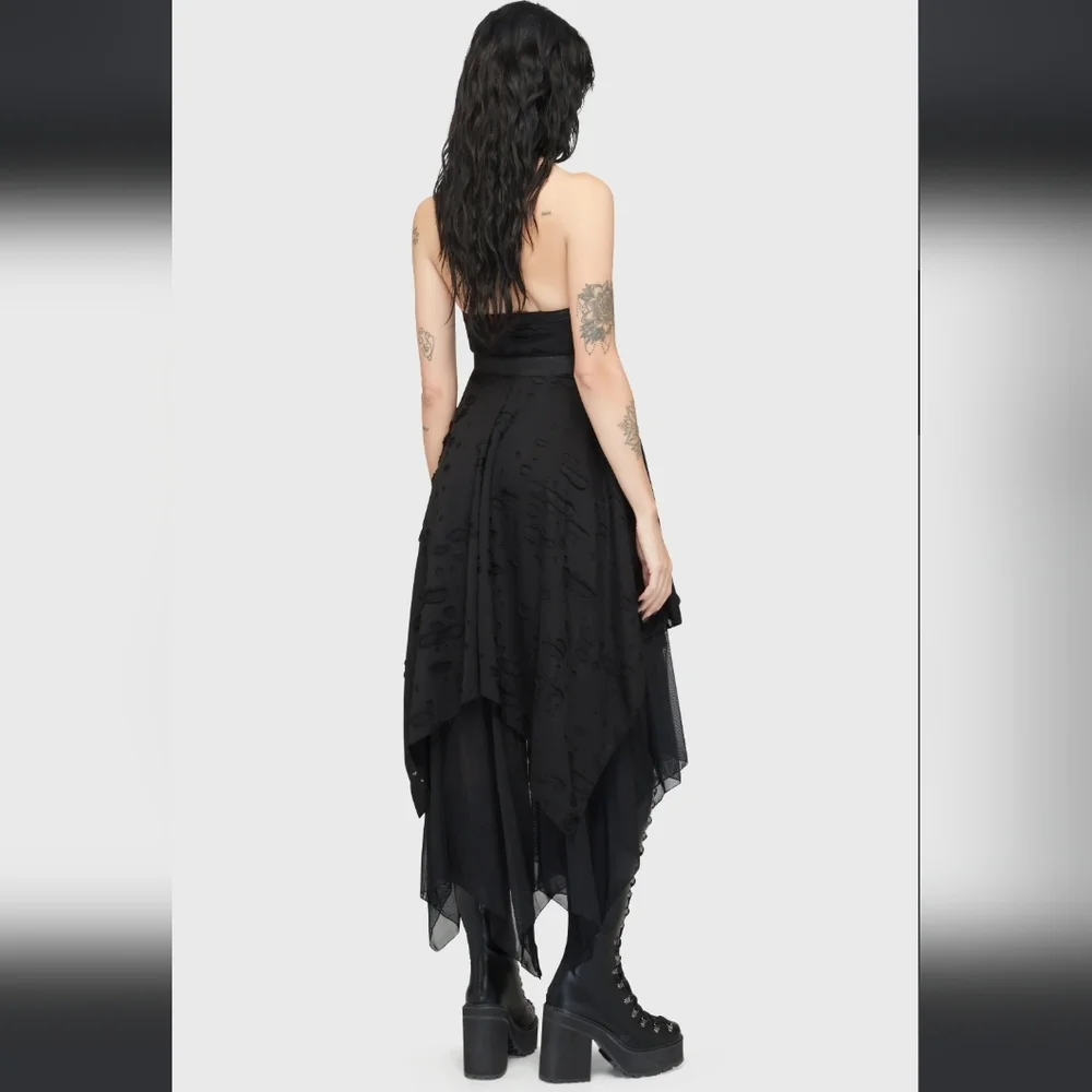 Killstar Black Asymmetrical Lace-Up Dress - Picture 4 of 5